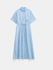 Hush Blue Short Sleeve Chambray Midi Shirt Dress - Image 5 of 5