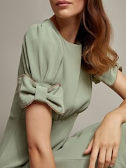 Monsoon Green Belle Bow Sleeve Midi Dress - Image 2 of 5