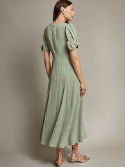 Monsoon Green Belle Bow Sleeve Midi Dress - Image 4 of 5