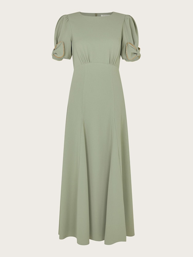 Monsoon Green Belle Bow Sleeve Midi Dress - Image 5 of 5