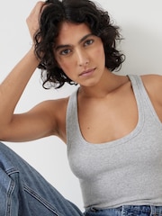 Hush Grey Scoop Neck Ribbed Vest - Image 2 of 5