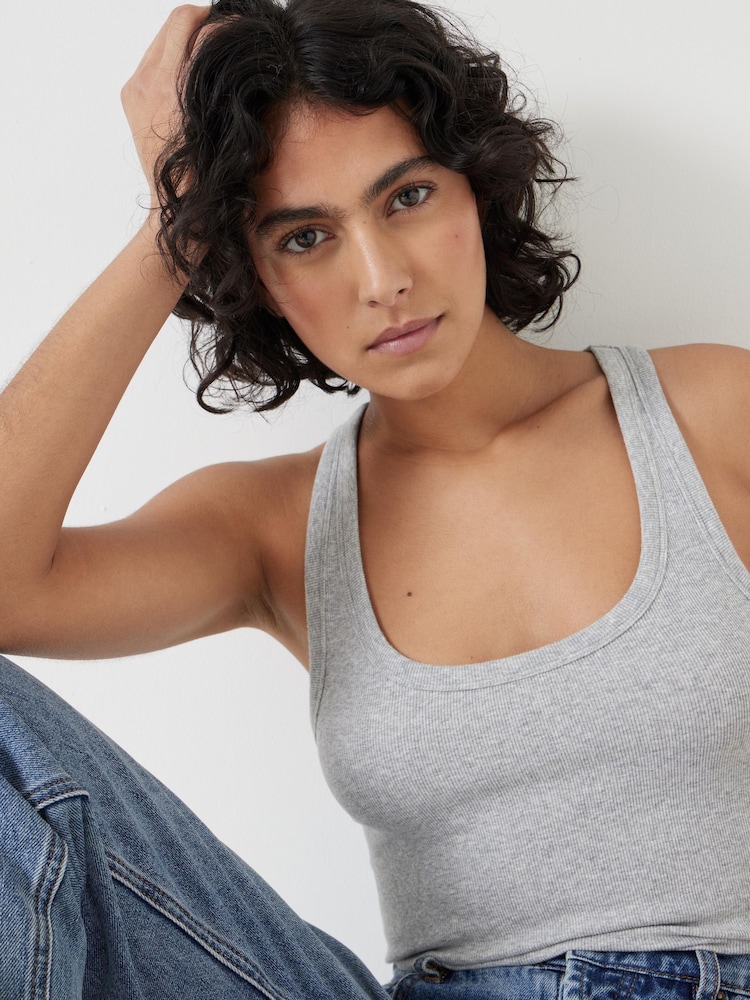 Hush Grey Scoop Neck Ribbed Vest - Image 2 of 5