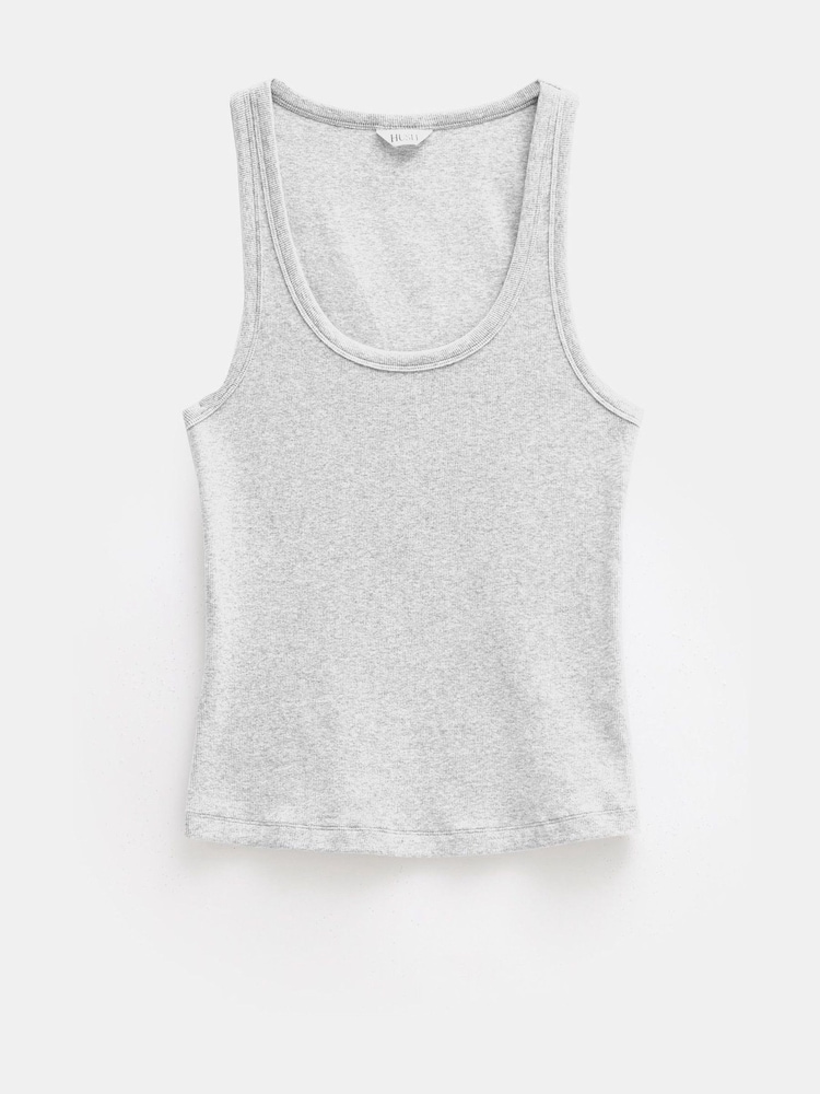 Hush Grey Scoop Neck Ribbed Vest - Image 2 of 5 Hush Grey Scoop Neck Ribbed Vest - Image 2 of 5