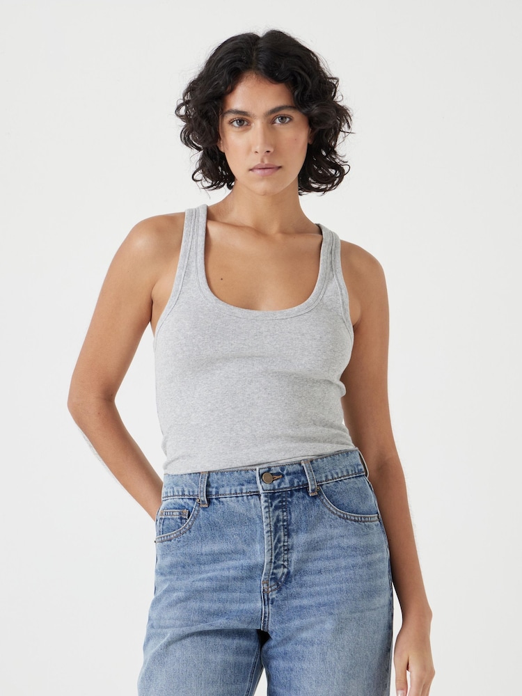 Hush Grey Scoop Neck Ribbed Vest - Image 5 of 5 Hush Grey Scoop Neck Ribbed Vest - Image 5 of 5