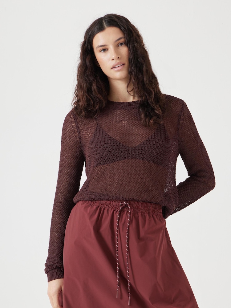 Hush Brown Interest Stitch Knitted Jumper - Image 1 of 5