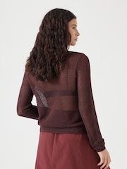 Hush Brown Interest Stitch Knitted Jumper - Image 2 of 5