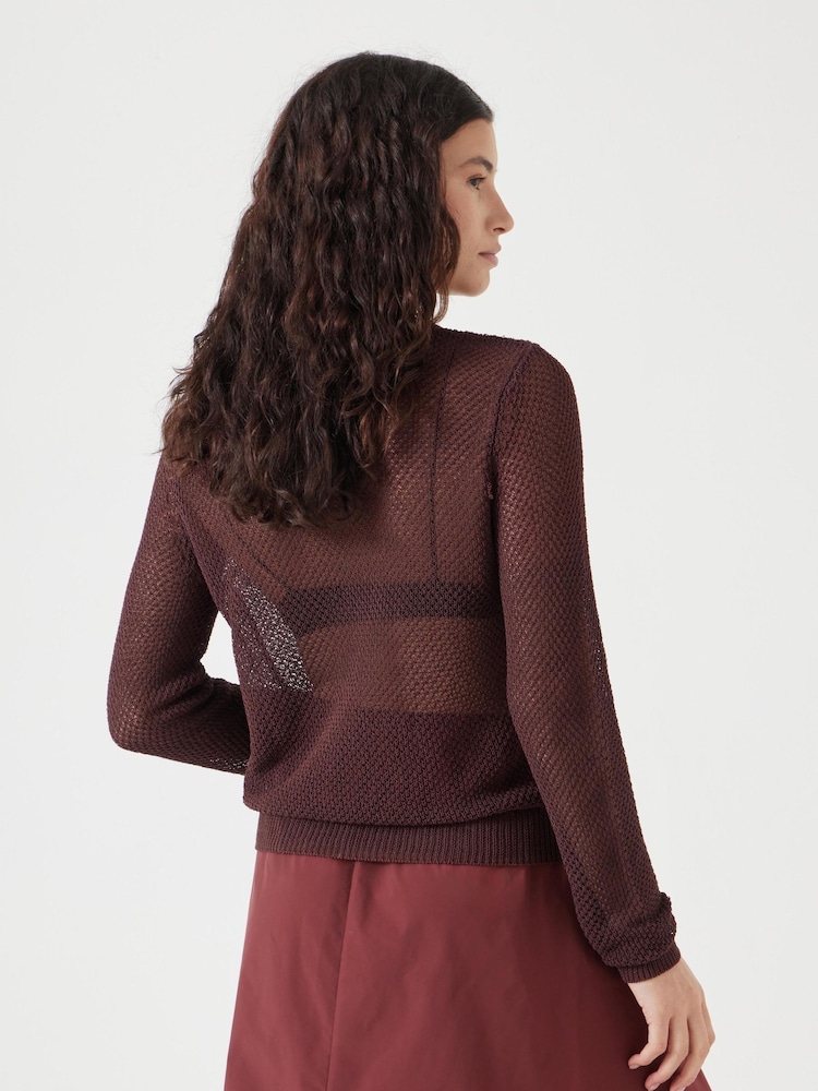 Hush Brown Interest Stitch Knitted Jumper - Image 2 of 5
