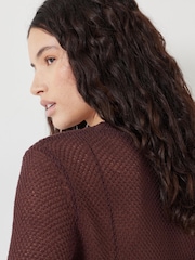 Hush Brown Interest Stitch Knitted Jumper - Image 3 of 5