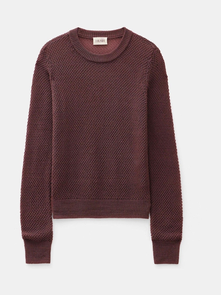 Hush Brown Interest Stitch Knitted Jumper - Image 5 of 5