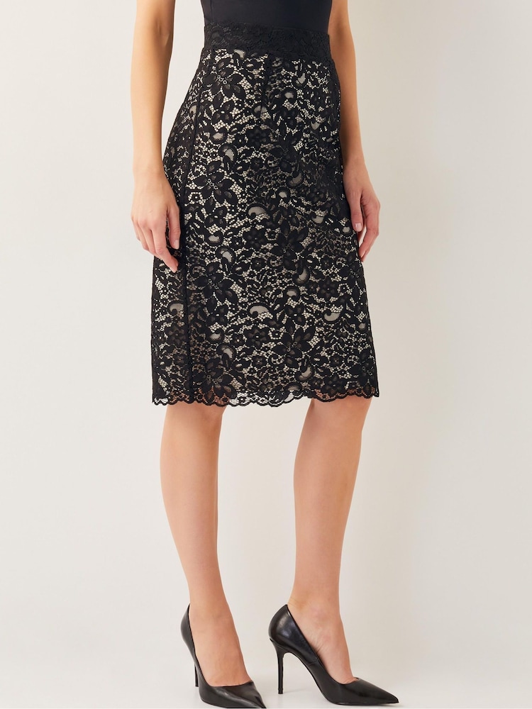 Monsoon Black Ria Lace Pencil Skirt - Image 2 of 6 Monsoon Black Ria Lace Pencil Skirt - Image 2 of 6