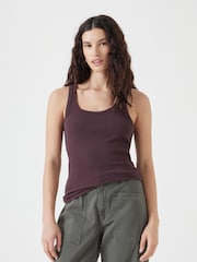 Hush Brown Scoop Neck Ribbed Vest - Image 1 of 5