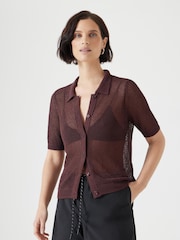 Hush Brown Interest Stitch Knitted Top - Image 1 of 5