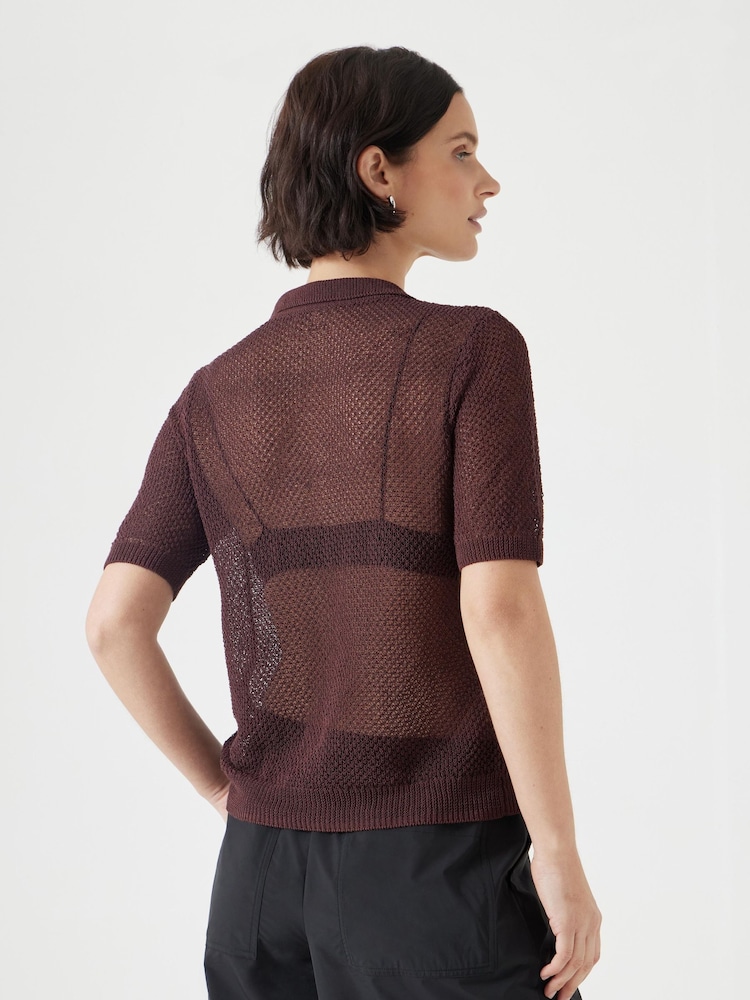 Hush Brown Interest Stitch Knitted Top - Image 2 of 5