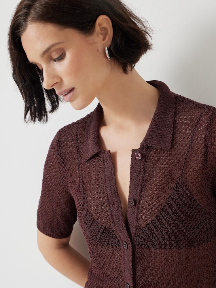 Hush Brown Interest Stitch Knitted Top - Image 3 of 5