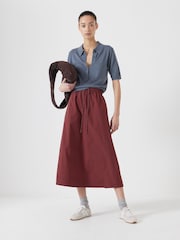 Hush Red Aya Pull On Midi Skirt - Image 1 of 5