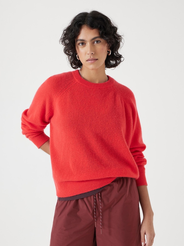 Hush Red Jasmine Cashmere Rib Detail Jumper - Image 1 of 6