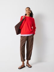 Hush Red Jasmine Cashmere Rib Detail Jumper - Image 5 of 6