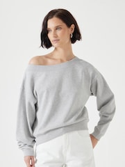 Hush Grey Carlota Off Shoulder 100% Cotton Sweatshirt - Image 1 of 5