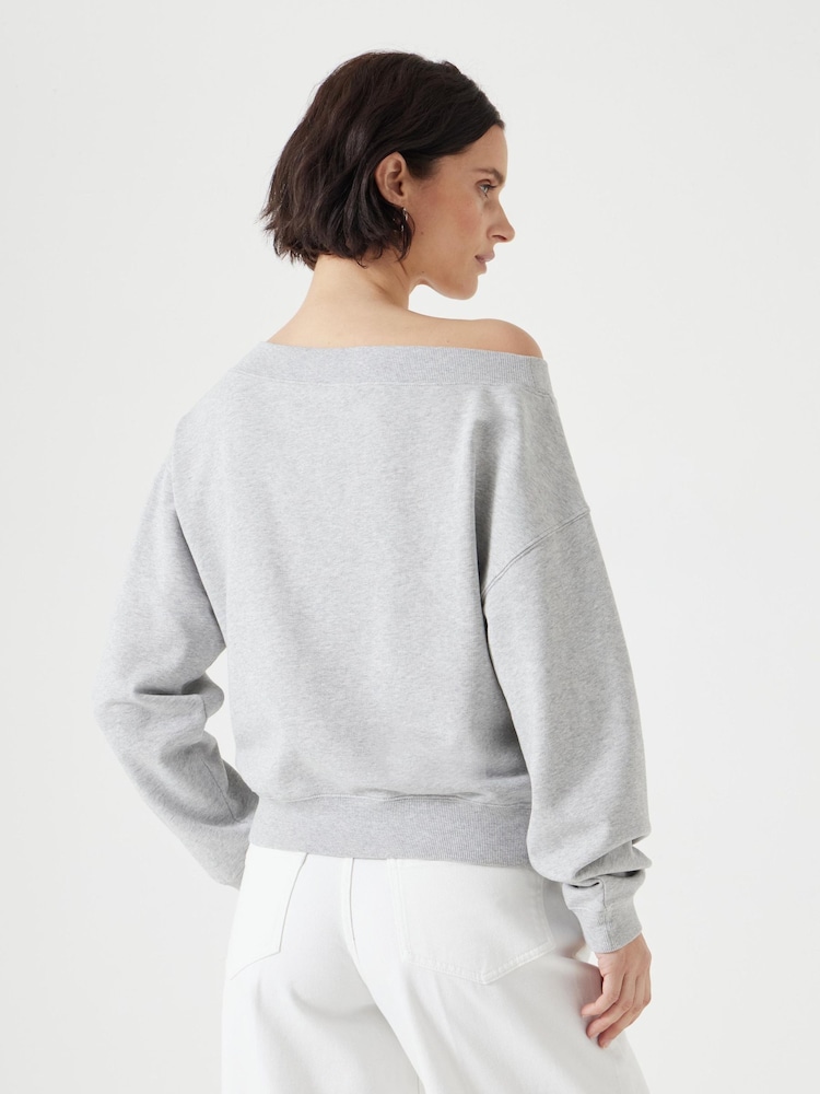 Hush Grey Carlota Off Shoulder 100% Cotton Sweatshirt - Image 2 of 5