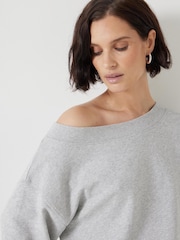 Hush Grey Carlota Off Shoulder 100% Cotton Sweatshirt - Image 3 of 5