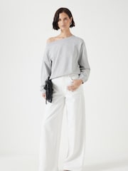 Hush Grey Carlota Off Shoulder 100% Cotton Sweatshirt - Image 4 of 5