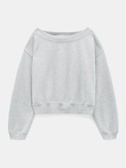 Hush Grey Carlota Off Shoulder 100% Cotton Sweatshirt - Image 5 of 5