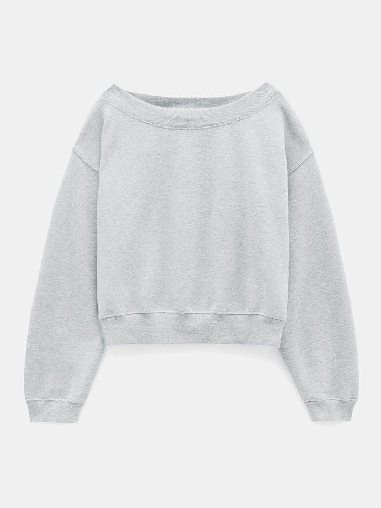 Hush Grey Carlota Off Shoulder 100% Cotton Sweatshirt - Image 5 of 5
