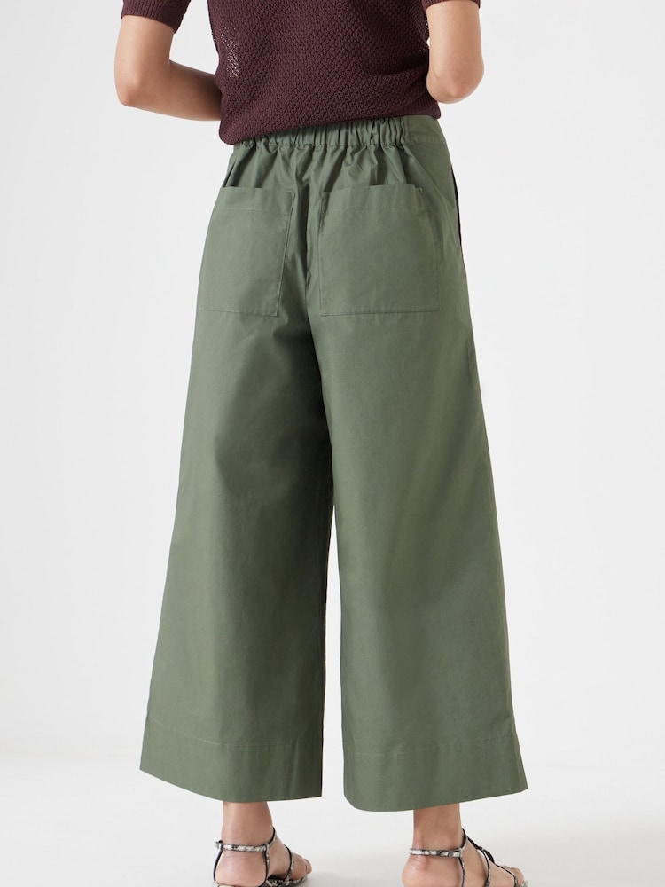 Hush Green Paper Chino Wide Leg 100% Cotton Trousers - Image 2 of 5