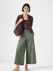 Hush Green Paper Chino Wide Leg 100% Cotton Trousers - Image 3 of 5