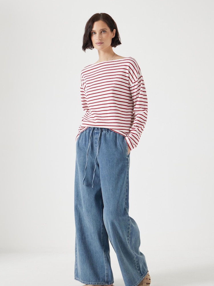 Hush White Off Slash Neck Stripe T-Shirt - Image 3 of 6