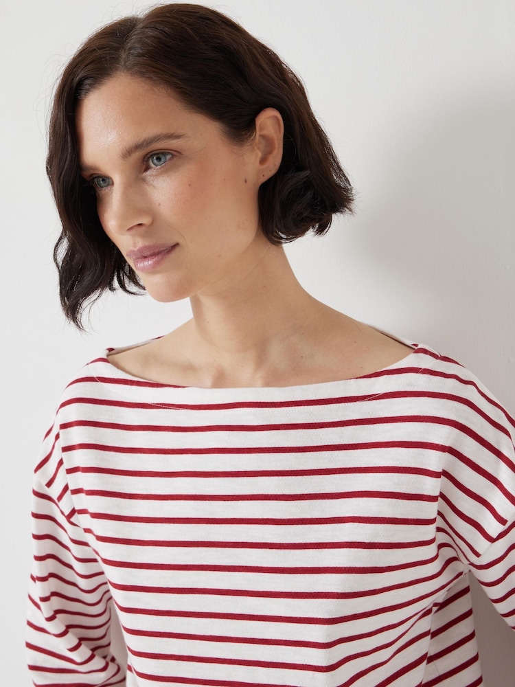 Hush White Off Slash Neck Stripe T-Shirt - Image 5 of 6