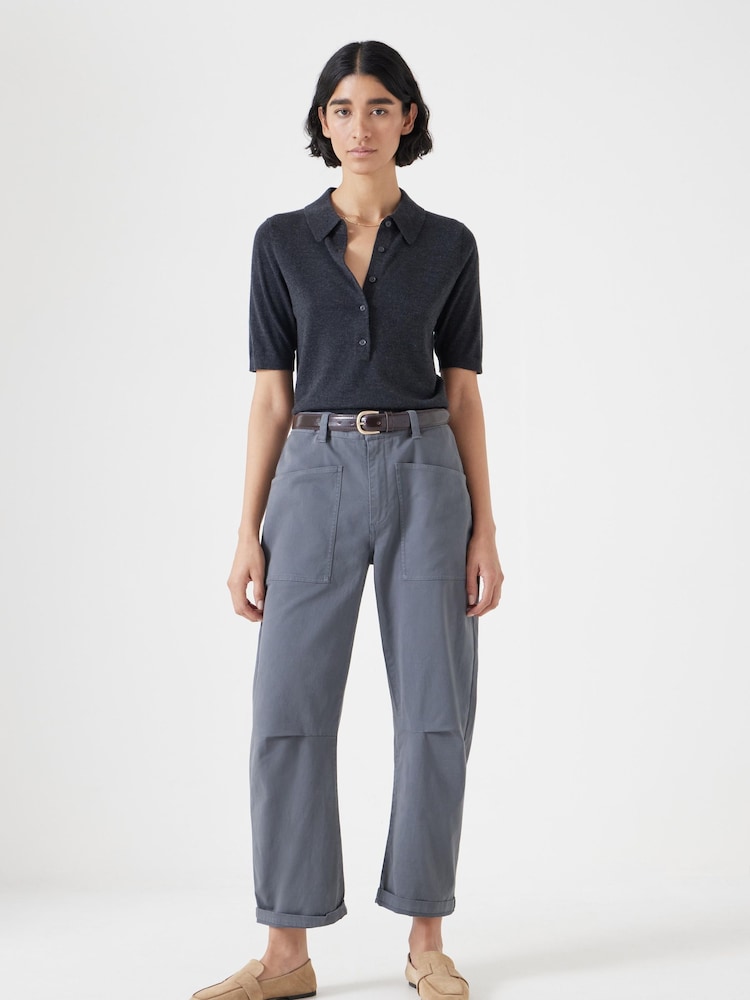 Hush Blue Cordi Barrel Leg Trousers - Image 1 of 5 Hush Blue Cordi Barrel Leg Trousers - Image 1 of 5