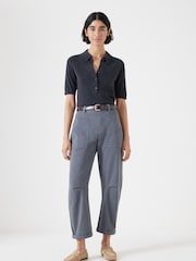 Hush Grey Fine Knit Short Sleeve Polo Top - Image 2 of 5