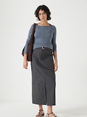Hush Black Paper Column 100% Cotton Midi Skirt - Image 1 of 5