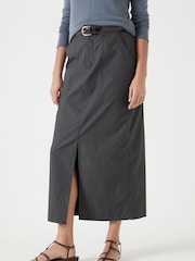 Hush Black Paper Column 100% Cotton Midi Skirt - Image 2 of 5