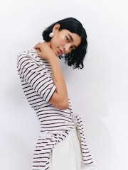 Off White - Полосатая свободная футболка Hush Sora из 100% хлопка - Изображение 1 из 6