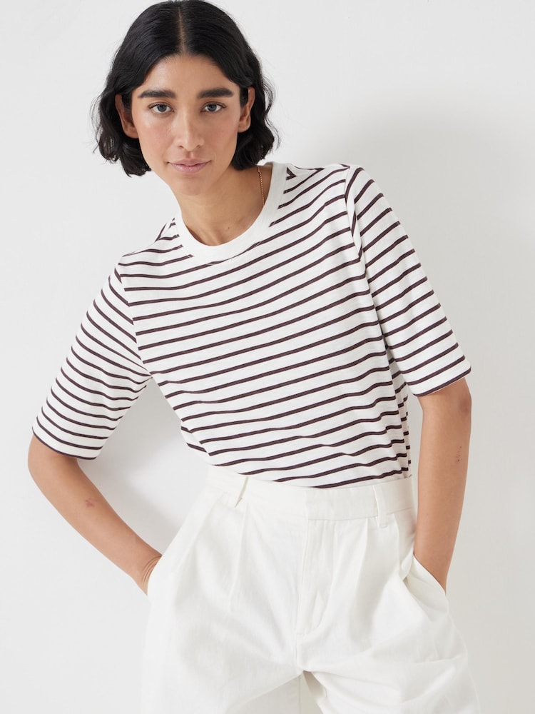 Off White - Hush Sora Striped Relaxed 100% Cotton T-Shirt - Imagen 2 de 7 Off White - Hush Sora Striped Relaxed 100% Cotton T-Shirt - Imagen 2 de 7