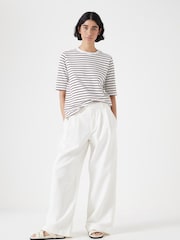 Off White - Полосатая свободная футболка Hush Sora из 100% хлопка - Изображение 3 из 6