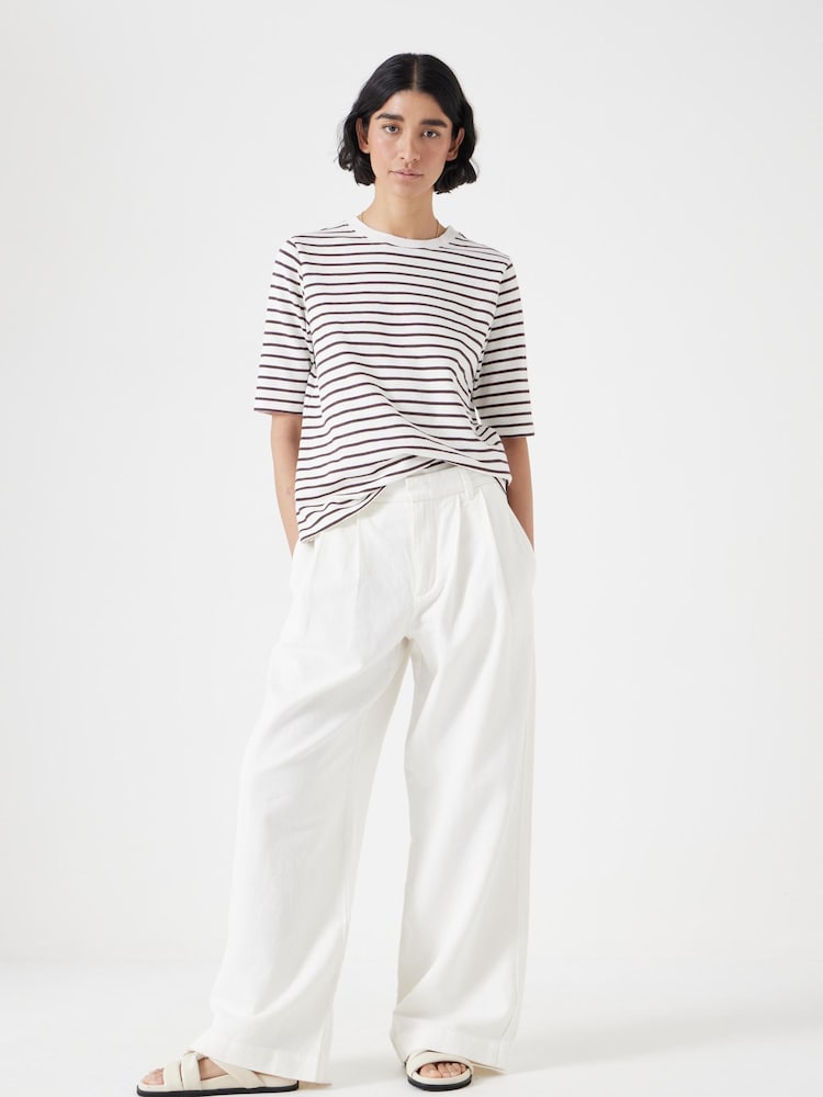 Hush Off White Sora Striped Relaxed 100% Cotton T-Shirt - Image 3 of 7