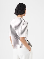 Off White - Полосатая свободная футболка Hush Sora из 100% хлопка - Изображение 4 из 6