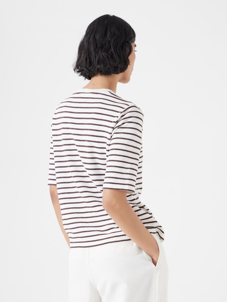 Hush Off White Sora Striped Relaxed 100% Cotton T-Shirt - Image 4 of 7