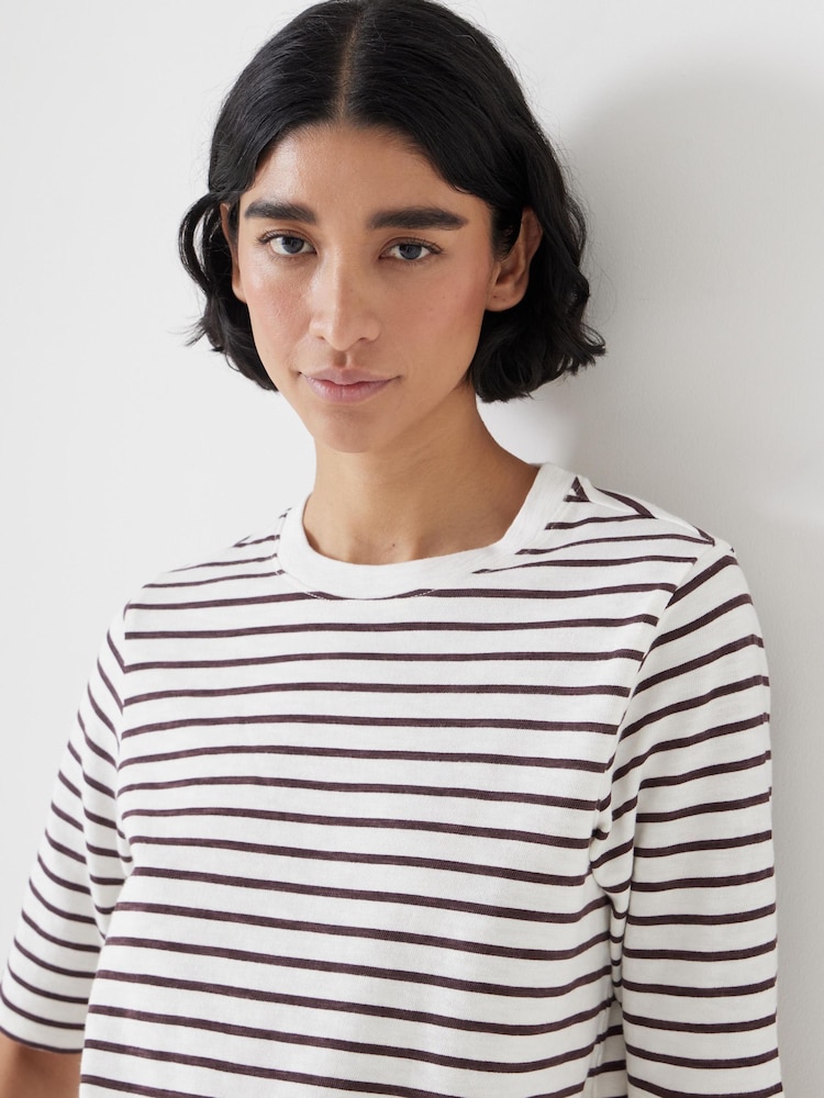 Hush Off White Sora Striped Relaxed 100% Cotton T-Shirt - Image 5 of 7