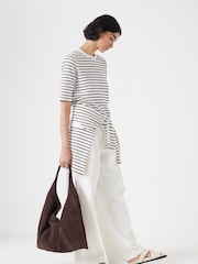Off White - Полосатая свободная футболка Hush Sora из 100% хлопка - Изображение 6 из 6