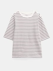 Hush Off White Sora Striped Relaxed 100% Cotton T-Shirt - Image 7 of 7