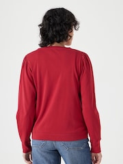 Hush Red Chrome Emily Puff Sleeve 100% Cotton Jersey Top - Image 2 of 6