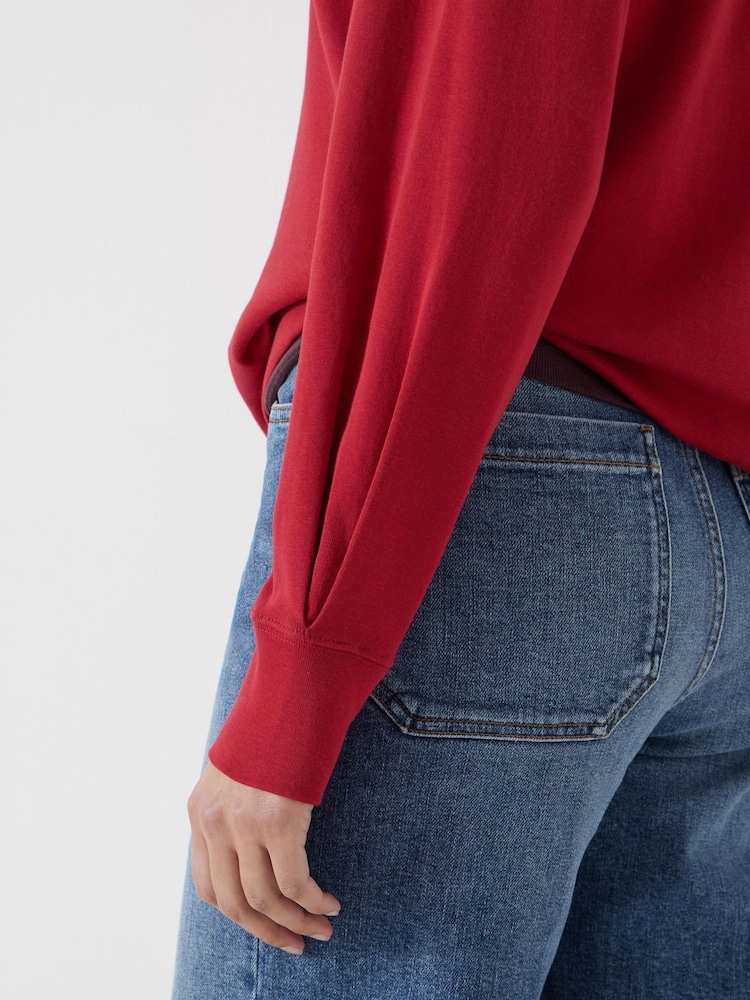Hush Red Chrome Emily Puff Sleeve 100% Cotton Jersey Top - Image 5 of 6