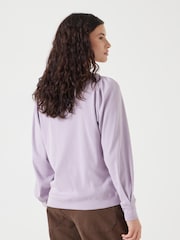 Hush Purple Emily Puff Sleeve 100% Cotton Jersey Top - Image 2 of 6