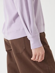 Hush Purple Emily Puff Sleeve 100% Cotton Jersey Top - Image 5 of 6