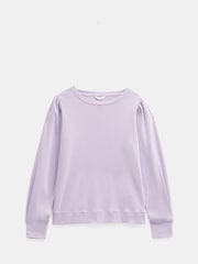 Hush Purple Emily Puff Sleeve 100% Cotton Jersey Top - Image 6 of 6
