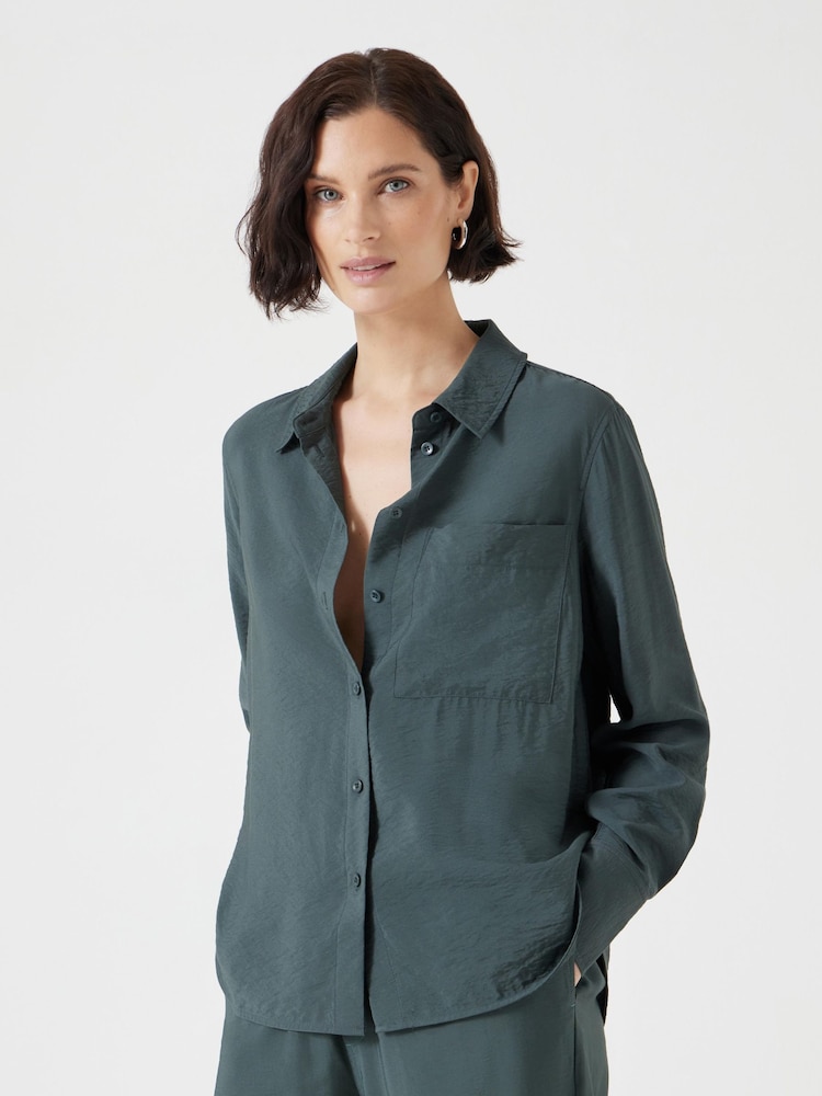 Hush Green Long Sleeve Relaxed Shirt - Image 1 of 6